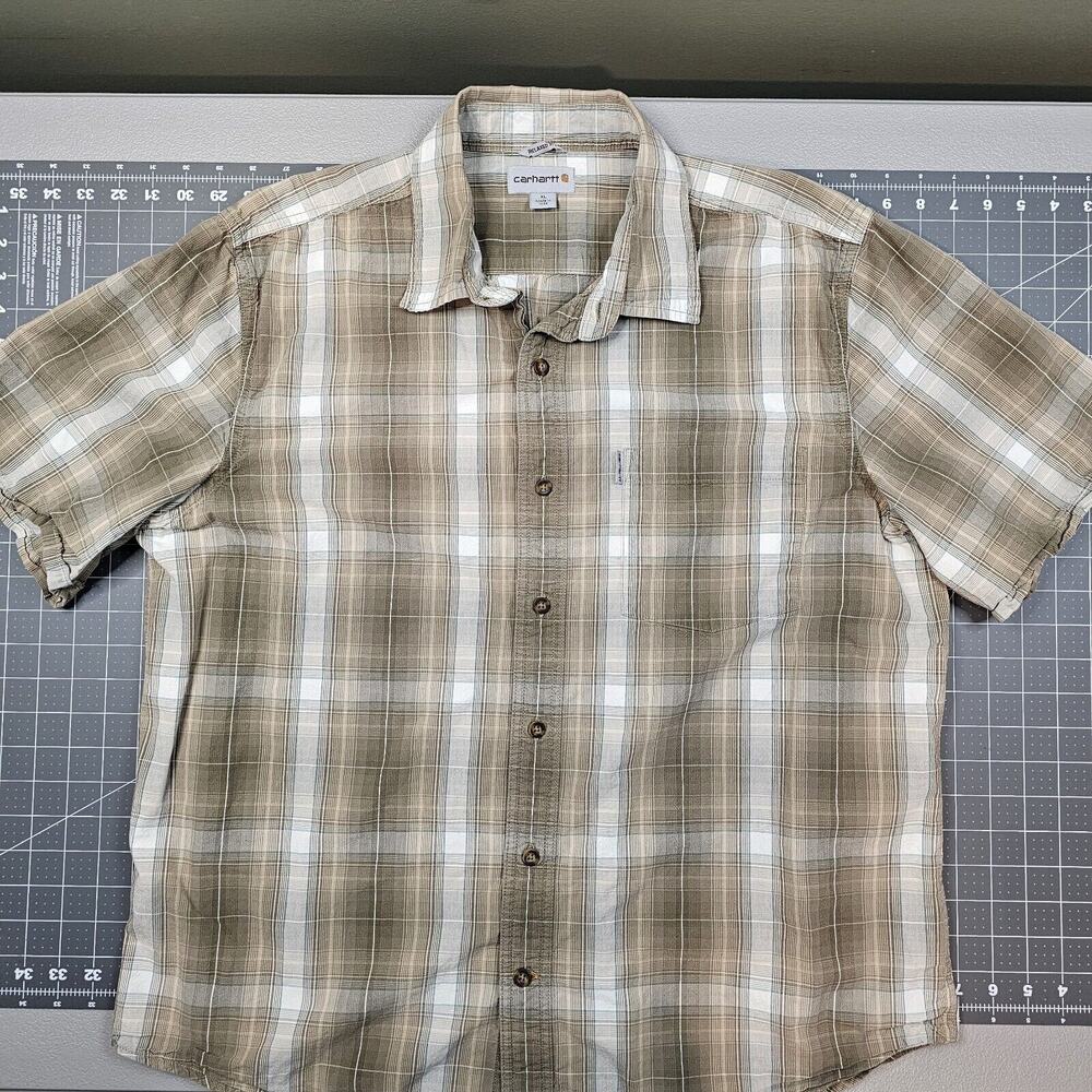 Carhartt Shirt Mens XL Essential Plaid Poplin Work Button Down Preppy Casual